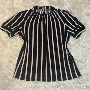Adrianna Papell Black and White Striped Blouse